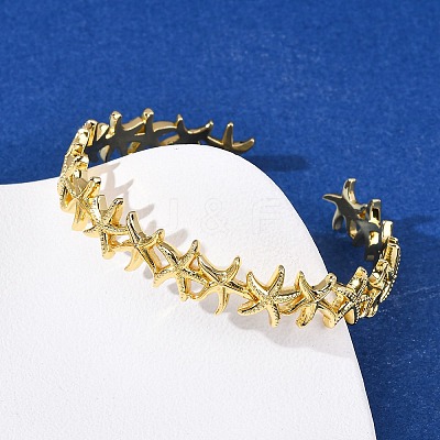 Brass Cuff Bangles for Women BJEW-F514-02G-1