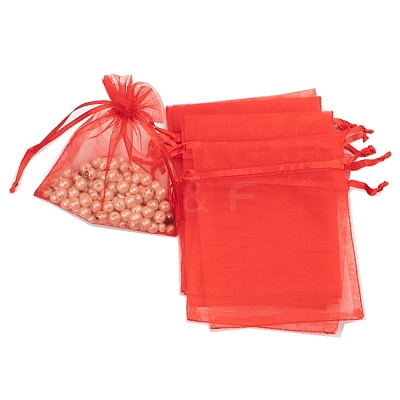 100Pcs Rectangle Organza DIY Craft Drawstring Bags PW-WG69155-02-1
