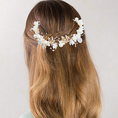 Alloy & Rhinestone & Resin Floral Hair Bands Embellishments for Women OHAR-WH20009-02B-1