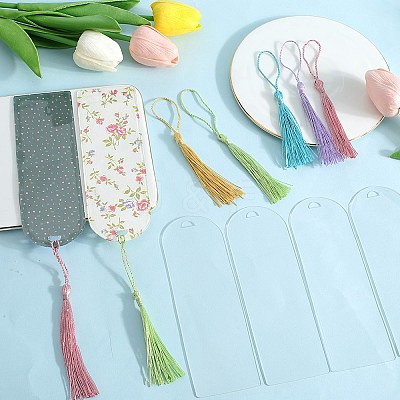 DIY Bookmark Making Kits. with Transparent Acrylic & Polyester Tassel Decoration DIY-SP0001-92B-1