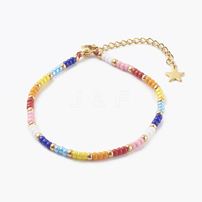 Glass Seed Beaded Bracelets BJEW-JB06158-1