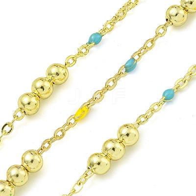 Brass Enamel Round Beaded Link Chain CHC-G022-07G-13-1