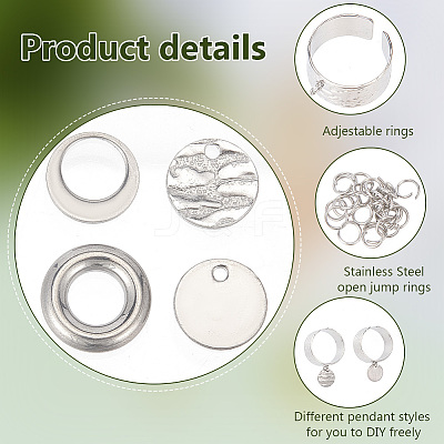 DIY Flat Round Charms Cuff Ring Making Kit DIY-DR0001-22P-1