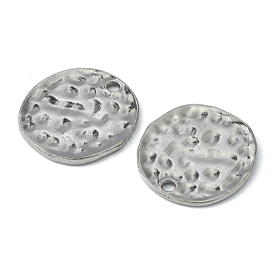 Alloy Blank Flat Round Hammered Pendants PALLOY-M031-07B-1
