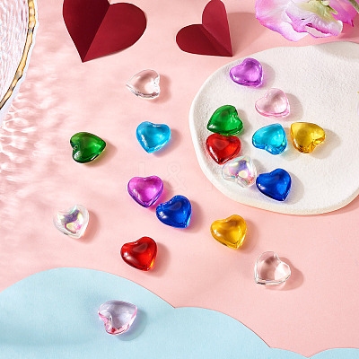 18Pcs 9 Colors Glass Heart Pendants GLAA-TA0003-29-1