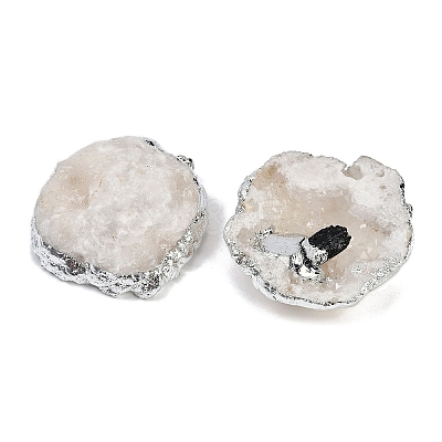 Natural Tourmaline & Druzy Agate Geode Pendants G-G162-02P-04-1