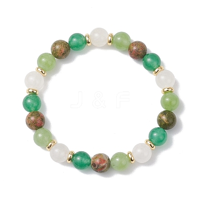 Natural Mixed Gemstone Round Beads Stretch Bracelets for Women BJEW-JB12631-02-1
