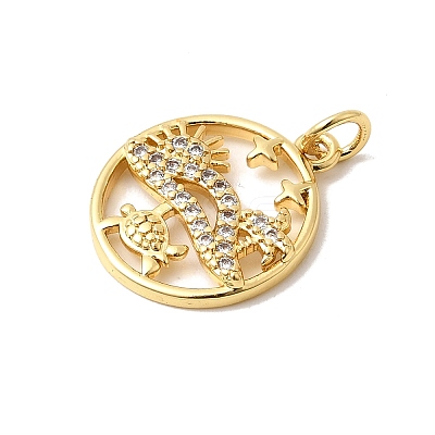 Brass Micro Pave Cubic Zirconia Pendants KK-P343-01C-G-1