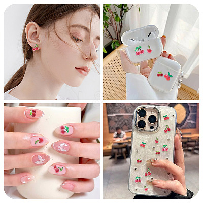 200Pcs Resin Cherry Cabochons RESI-TA0005-49-1