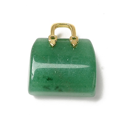 Natural Green Aventurine Brass Pendants KK-E274-01G-14-1
