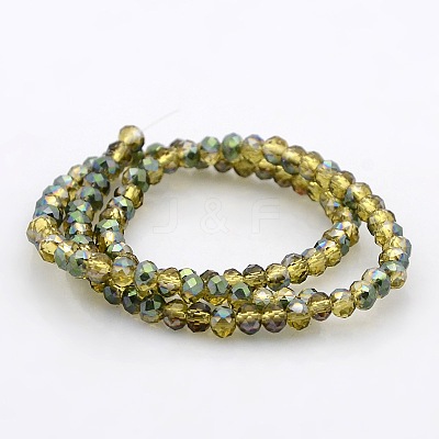 Half Rainbow Plated Faceted Rondelle Glass Beads Strands GLAA-A024B-HR03-1