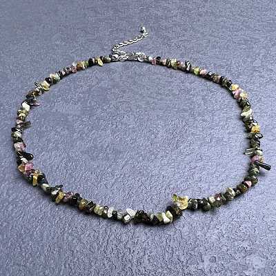 Natural Multicolor Tourmaline Chip Beaded Necklaces for Women IW6789-49-1