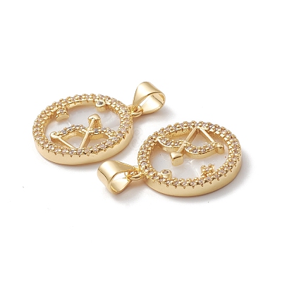 Rack Plating Brass Shell Pendants KK-D087-25G-01-1