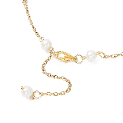 2Pcs 2 Colors Glass Rhombus & Round Glass Pearl Beads 304 Stainless Steel Link Chain Anklets for Women AJEW-AN00724-1