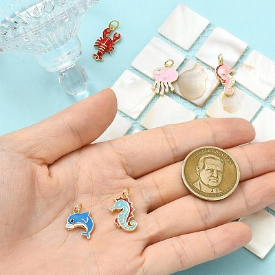 5Pcs 5 Styles Brass Enamel Pendants KK-CJ0004-27-1