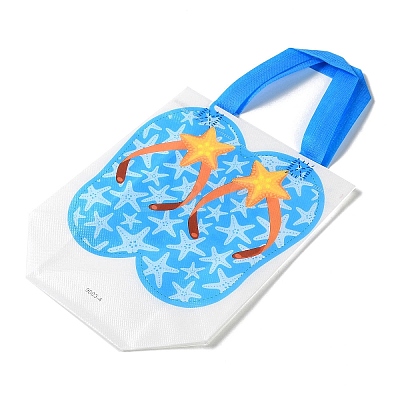 Summer Beach Theme Printed Flip Flops Non-Woven Reusable Folding Gift Bags with Handle ABAG-F009-E04-1