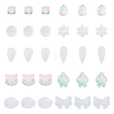 64Pcs Gradient Color Transparent Glass Beads GLAA-TA0003-48E-1