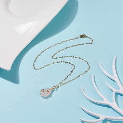 Natural Rose Quartz Teardrop Pendant Necklace X-NJEW-JN03900-01-1
