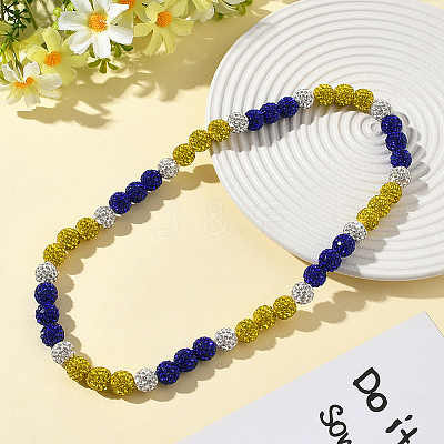 1Pc Polymer Clay Rhinestone Round Beaded Stretch Necklaces NJEW-SP0001-14E-1