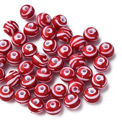 Opaque Striped Acrylic Beads MACR-S373-27A-01-1