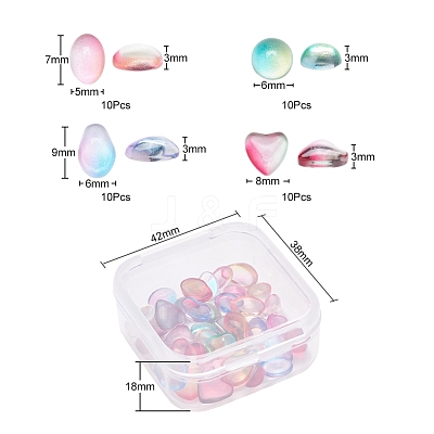40Pcs 4 Style Transparent Glass Cabochons GGLA-YW0001-09-1