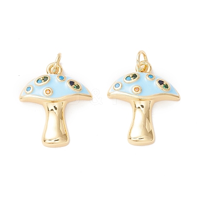 Autumn Theme Rack Plating Brass Micro Pave Colorful Cubic Zirconia Pendants KK-D073-06G-01-1