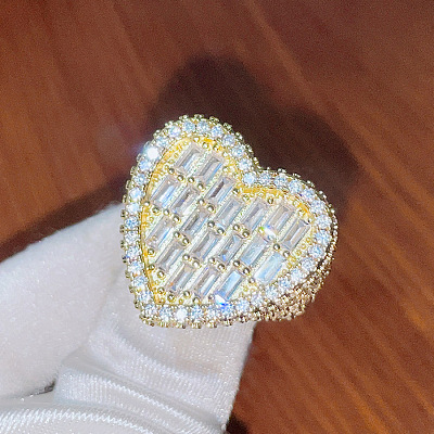 Brass Micro Pave Clear Cubic Zirconia Finger Rings for Women FS-WG571C7-04-1