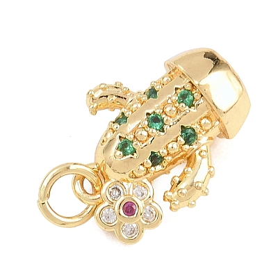 Brass Micro Pave Cubic Zirconia Pendants KK-D258-05G-02-1