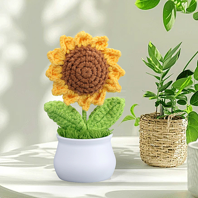 1Pc Sunflower Yarn & PVC Display Decoration DJEW-SC0001-19-1
