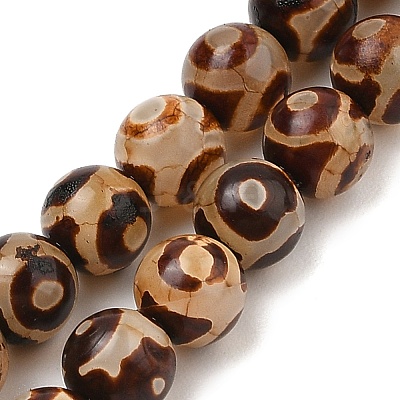 Natural Tibetan 3-Eye dZi Agate Beads Strands G-A240-A02-01-1