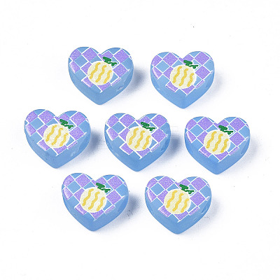 Autumn Theme Transparent Printed Acrylic European Beads MACR-XCP0001-26A-1