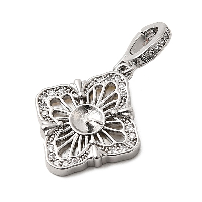 Brass Pave Clear Cubic Zirconia Pendants KK-G553-12P-1