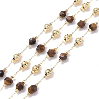 3.28 Feet Natural Tiger Eye Handmade Beaded Chains X-CHC-F010-03J-G-1
