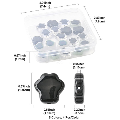 20Pcs 5 Colors Glass Beads GLAA-FS0002-53-1
