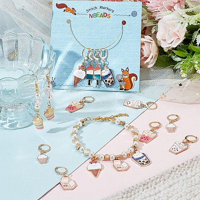 Alloy Enamel Pendant Stitch Markers HJEW-AB00208-1