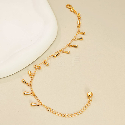 Elegant Brass Teardrop Tassel Anklets for Women RZ6656-1
