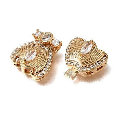 Brass Micro Pave Clear Cubic Zirconia Box Clasps KK-CBA4292-05G-1
