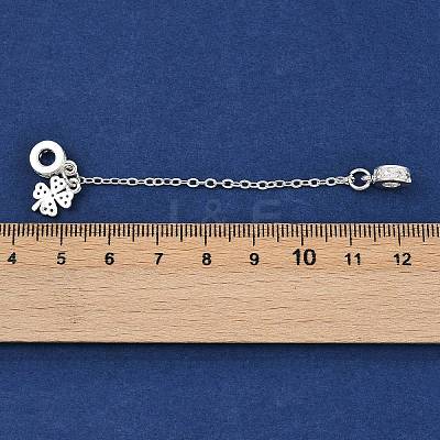 Brass Pave Clear Cubic Zirconia European Safety Chains with Charms KK-L236-16A-S-1