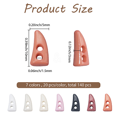 140Pcs 7 Colors Resin Buttons BUTT-GF0004-06-1