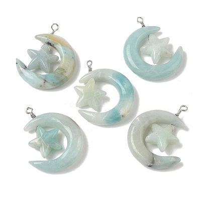 Natural Flower Amazonite Pendants G-Z086-01P-22-1