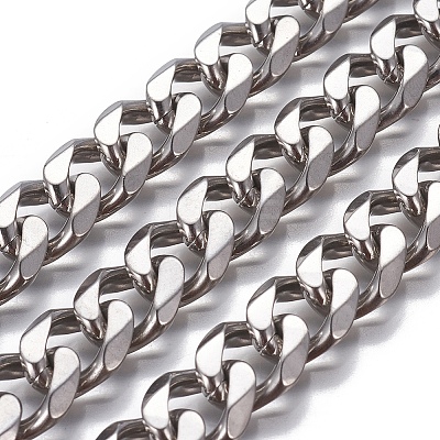 Tarnish Resistant 304 Stainless Steel Cuban Link Chains CHS-P007-04P-02-1