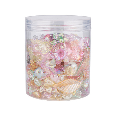 300Pcs 6 Style Transparent Acrylic Bead Caps TACR-CD0001-03-1