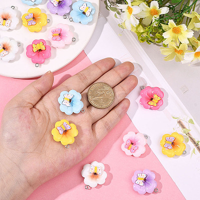 24Pcs 6 Colors Opaque Resin Pendants RESI-SC0006-47-1