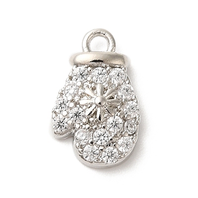 Christmas Theme Brass Micro Pave Cubic Zirconia Charms KK-P278-11P-1