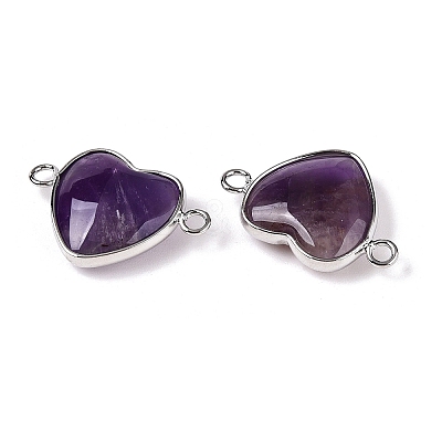 Natural Amethyst Love Heart Pendants G-T138-205A-P-1
