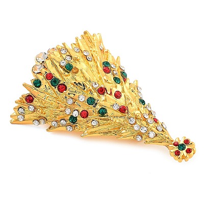 Christmas Theme Alloy Colorful Rhinestone Brooches JEWB-S022-02D-G-1