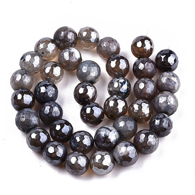 Electroplate Natural Agate Beads Strands G-T131-55-25-1