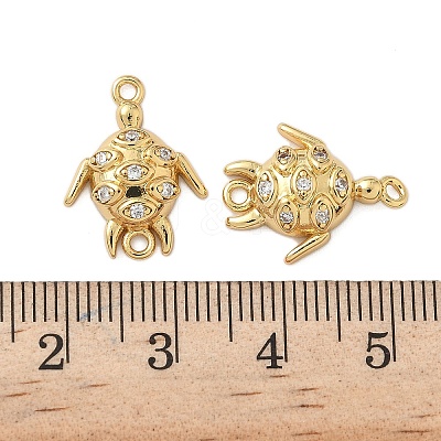 Brass Micro Pave Clear Cubic Zirconia Sea Animal Connector Charms KK-P325-03G-1