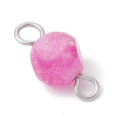 Natural Colorful Tourmaline Dice Connector Charms PALLOY-JF04323-01-1