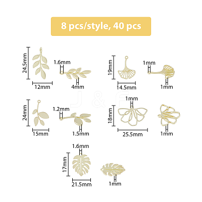 40Pcs 5 Style Alloy Pendants PALLOY-DC0001-03-1